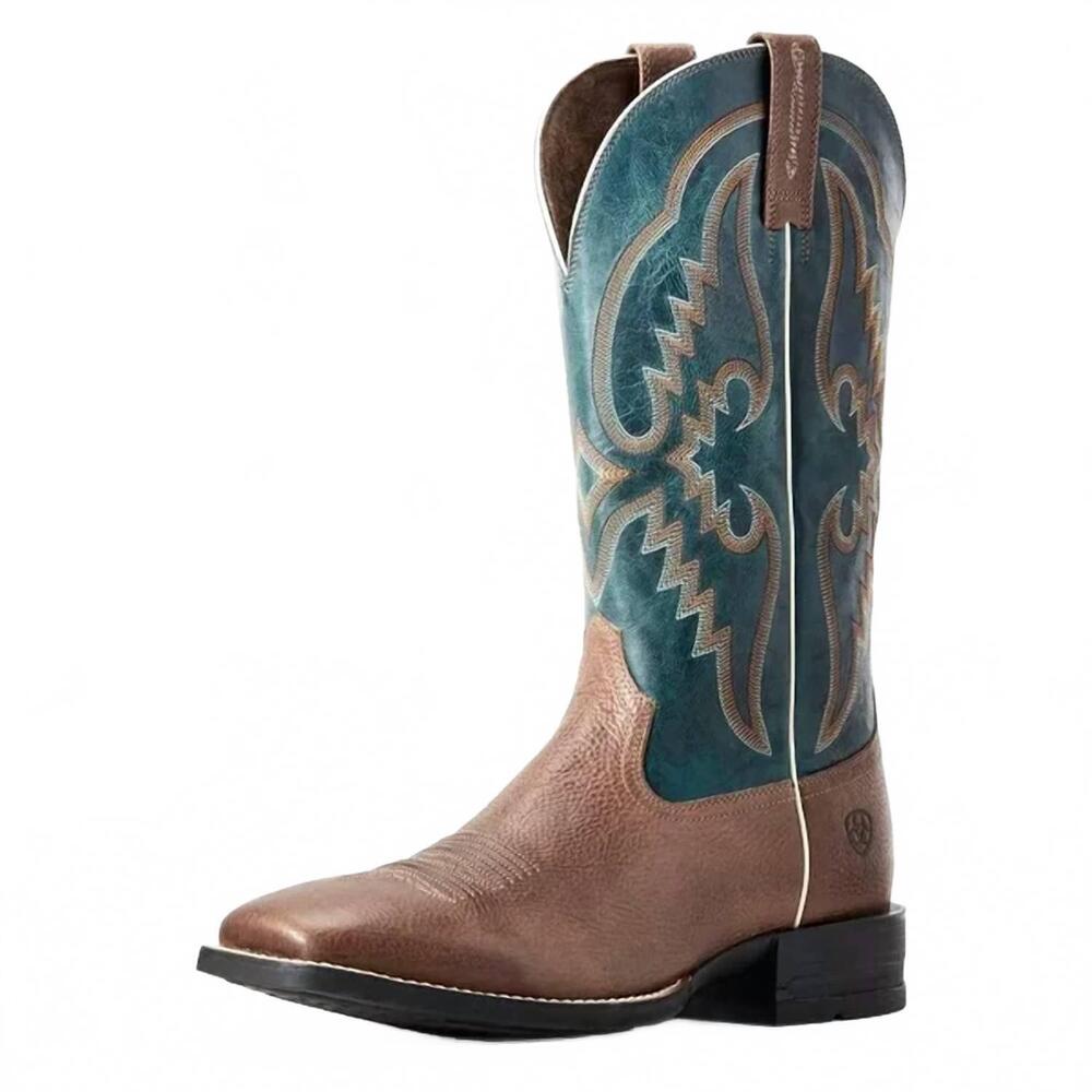 NEW ARIAT men's round pen western performance boots in midnight blue clean saddl